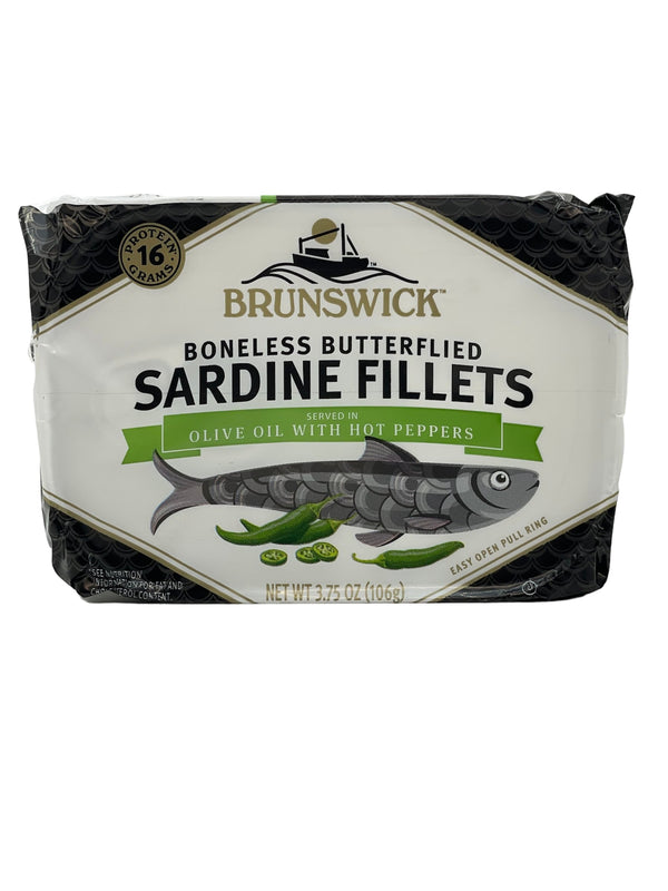Brunswick Sardines in Olive Oil With Hot Pepper, 3.75 oz - My Caribbean Grocer