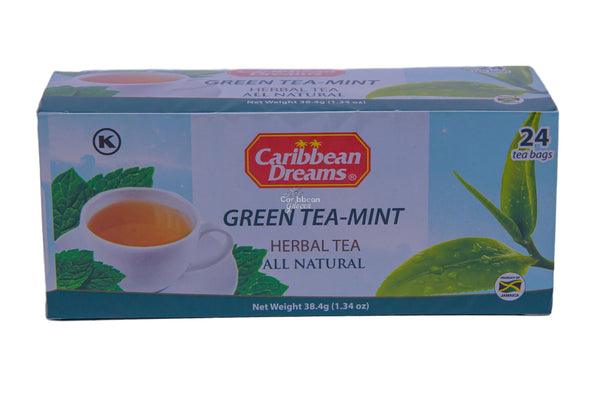 Caribbean Dreams Green Tea-Mint Herbal Tea, 1.34 oz - My Caribbean Grocer